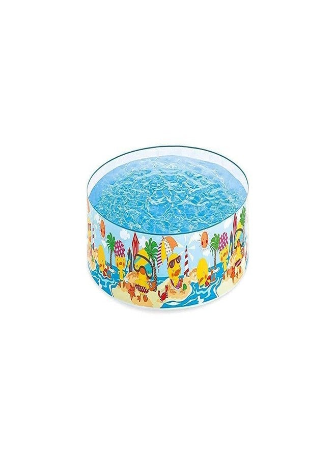 BlackZone 4 Ft Round Swimming Pool for Kids Folding & Durable Swim Center Pool for Kids 1 to 5 Years No Need for an Air Pump - Multicolor (4 FT Without AIR) - Image 1